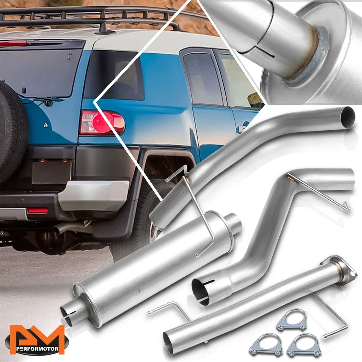 Catback Exhaust System Stainless Steel 2.5"OD for FJ Cruiser 2007-2014