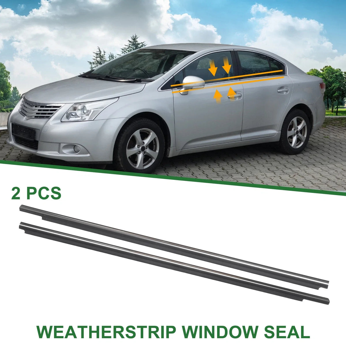 2X Front Left & Right Weatherstrip Window Seal for Toyota Camry (1997–2001)