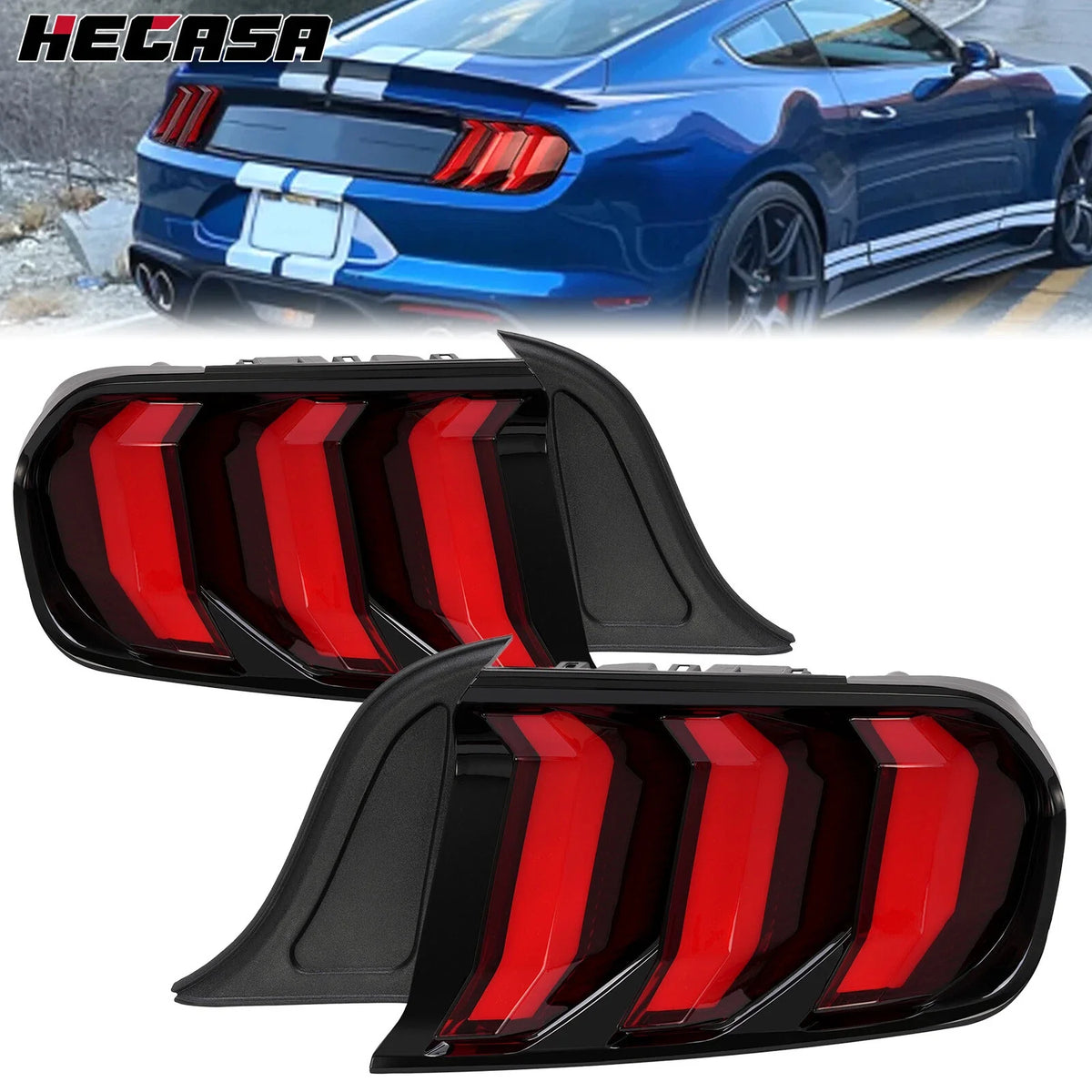 LED Sequential Brake Lamp Tail Lights - Red for Ford Mustang 2015-2023