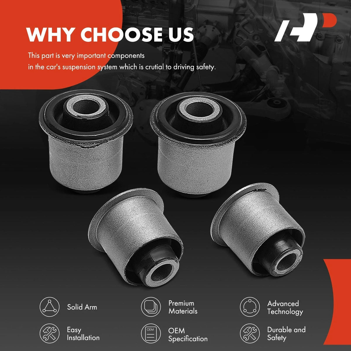 4-Piece Front Upper Bushings for Nissan Pathfinder Frontier Titan 2005-2019
