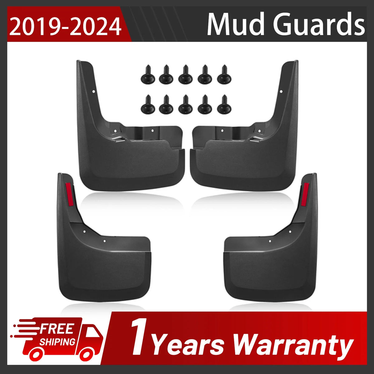 4x Splash Mud Flap Guards Left Right for 2019–2024 Chevy Silverado 1500 (4-Door)