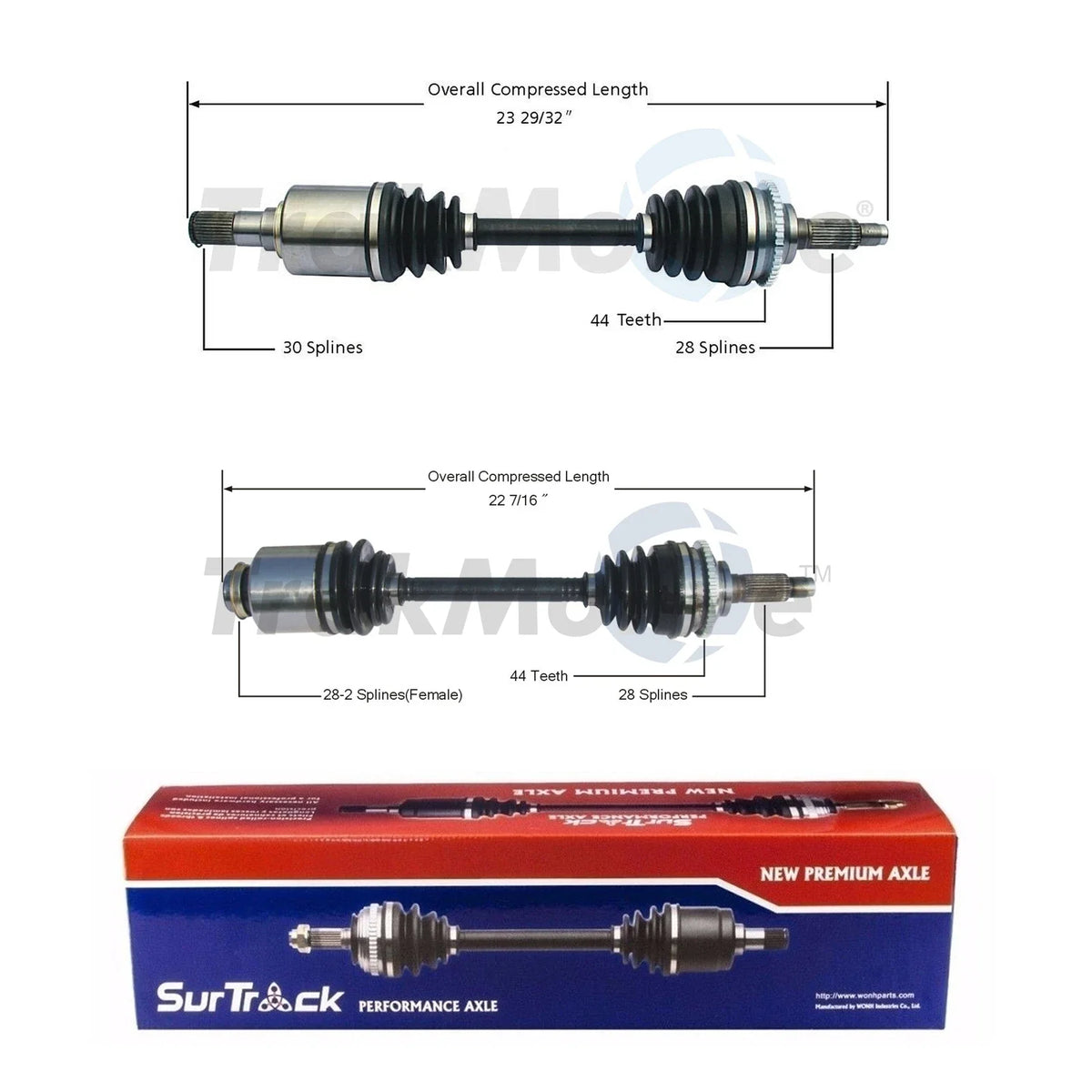 Set of 2 Front CV Joint Axle Shafts for Mazda 6 (2003–2004)