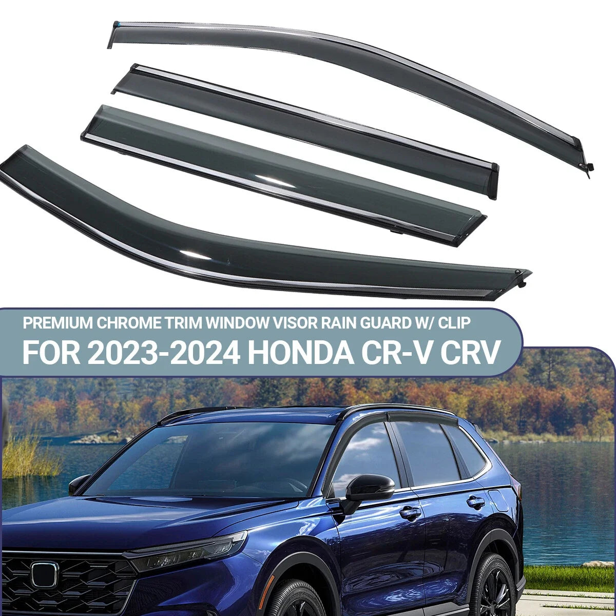 Chrome Window Visor Rain Guard for Honda CR-V (2023–2024)