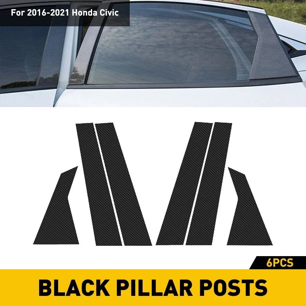 Carbon Fiber Pillar Post Door Trim for 2016-2021 Honda Civic Sedan