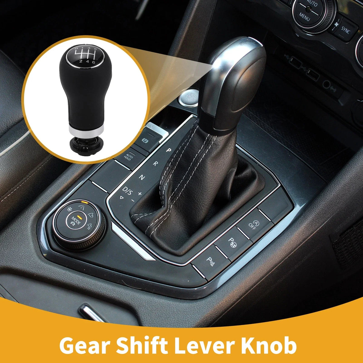 6 Speed Manual Gear Shift Knob for Audi A3 (2008–2013) Plastic Faux Leather Black