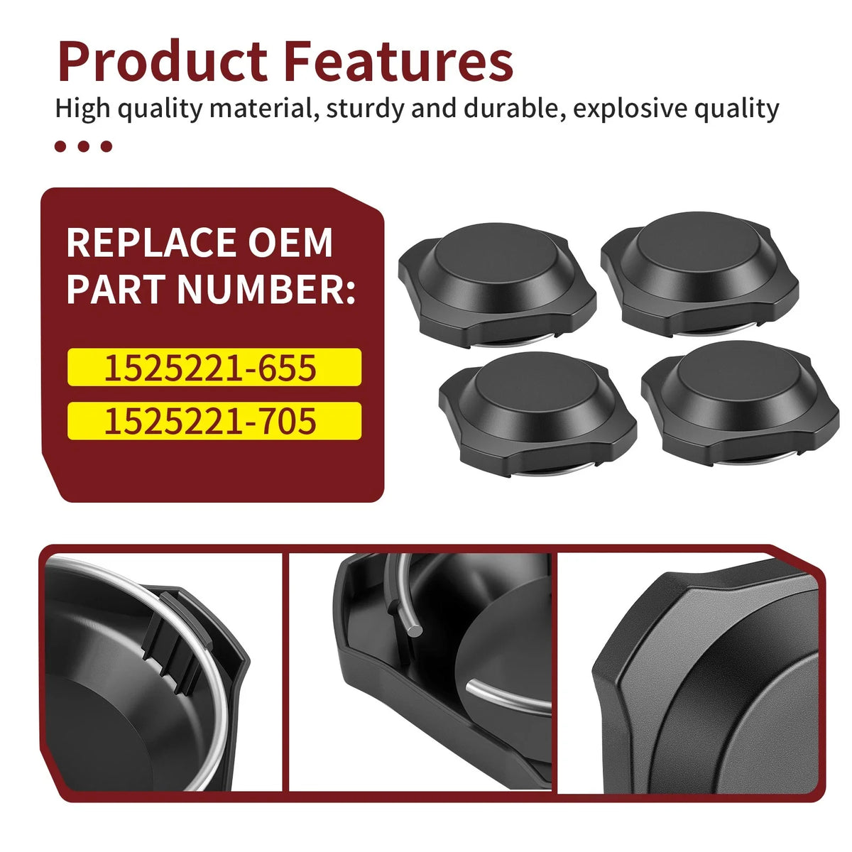 Center Hub Wheel Caps Set for Polaris RZR XP 1000 / XP 4 1000 (2024-2025)