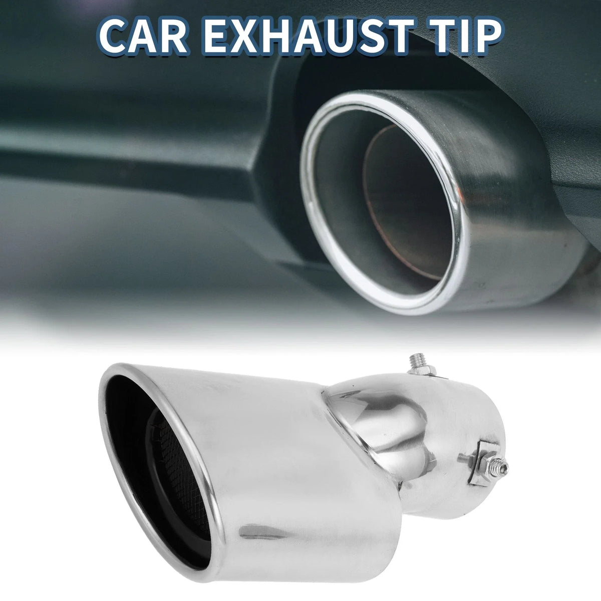 1Pc Slant Exhaust Tip 2.3" Inlet for Honda Civic (2016–2019) Silver Tone