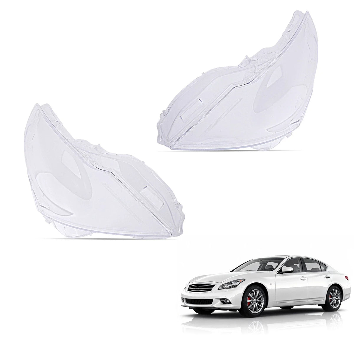 Pair Headlight Lens for Infiniti G37 G35 G25 (2010–2013)