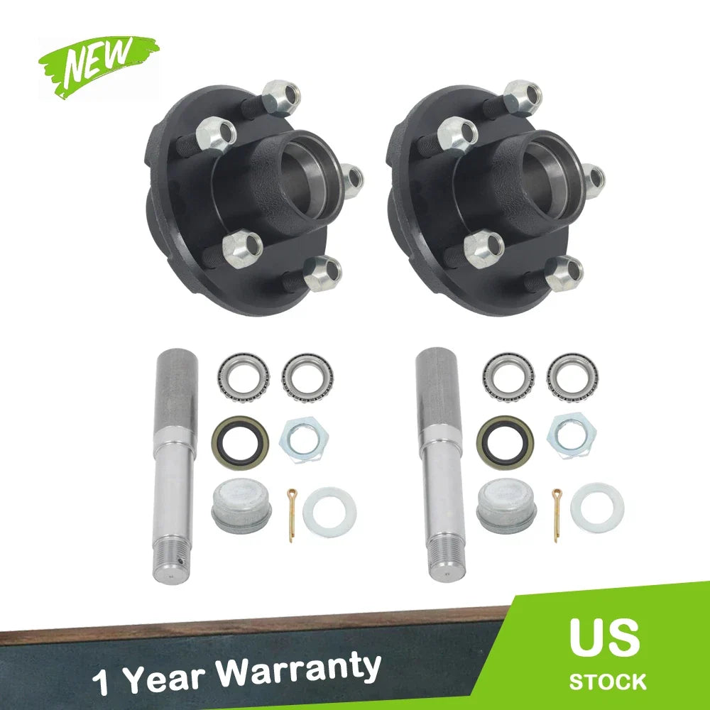 Pair of 5-Bolt Hub & Straight Spindle Assembly