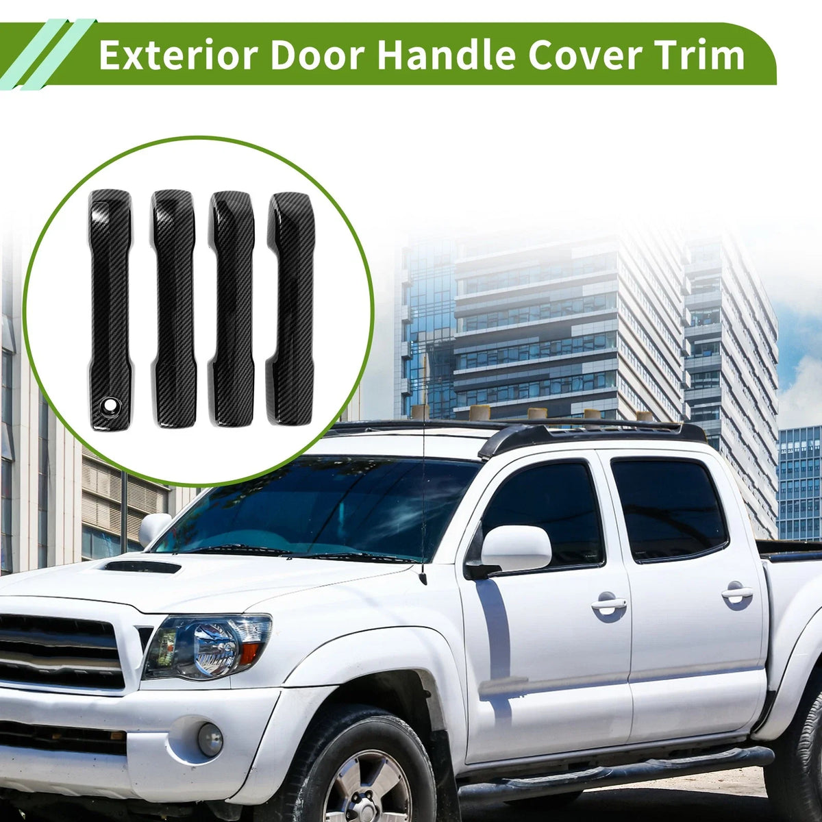 Exterior Door Handle Cover Trim for Toyota Tacoma (2024–2025) Carbon Fiber Black