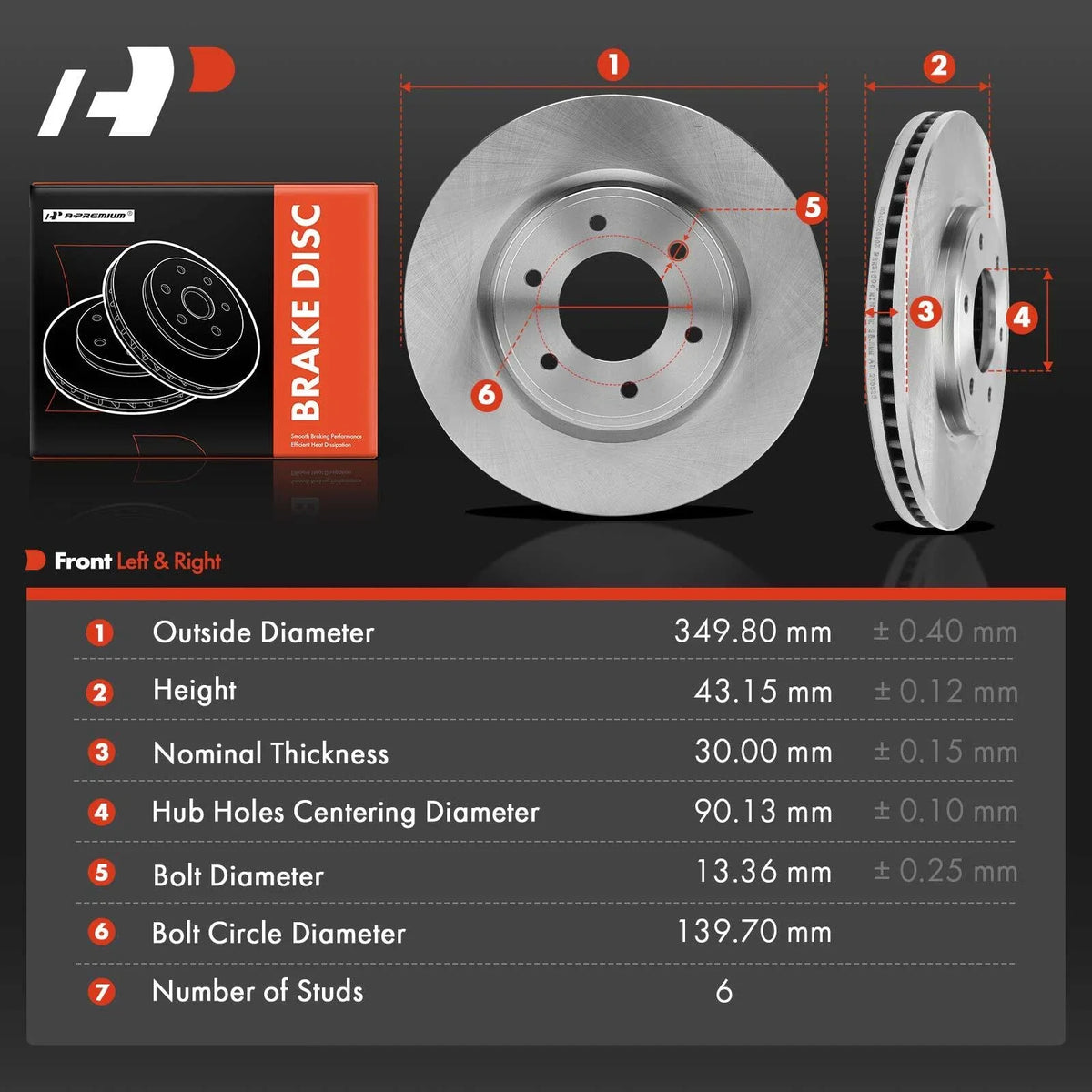 Front Brake Rotors for QX56 Infiniti 2007 to 2010