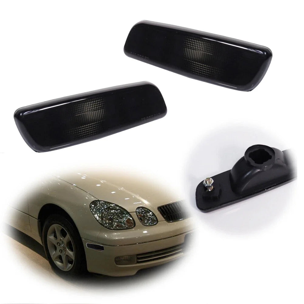 2X Smoked Front Bumper Side Marker Lights for Toyota Lexus Scion