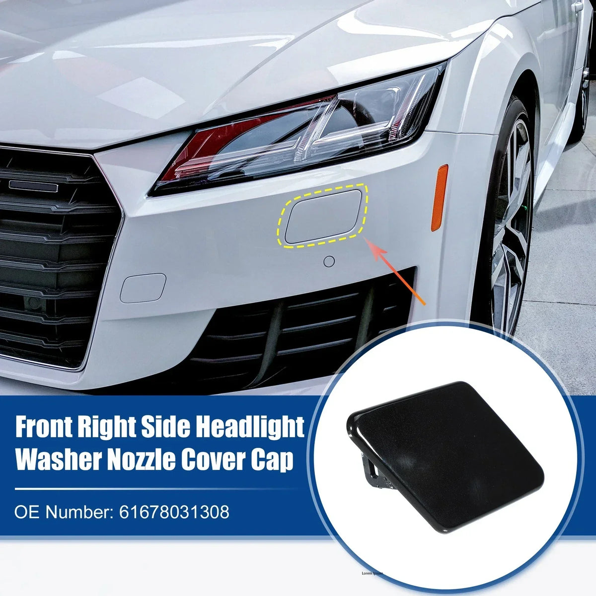 Right Side Headlight Washer Nozzle Cap in Black for BMW 325i