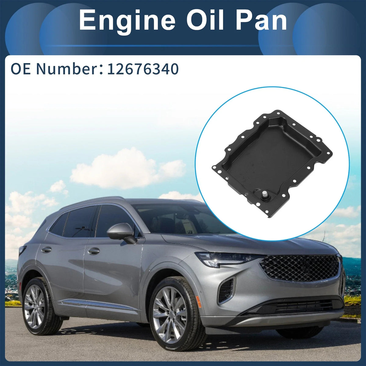 1 Pcs Engine Oil Pan No.12676340 for Buick Envision (2017–2020) Iron Black
