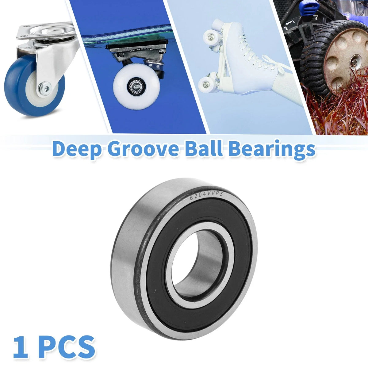 Deep Groove Ball Bearing 6204VV for Scooter Skateboard Wheel (20x47x14mm)