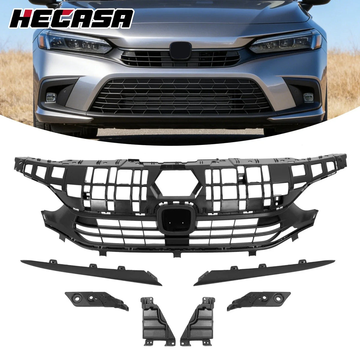 Front Upper Grille Kit for Honda Civic Sport Sedan 2022-2023
