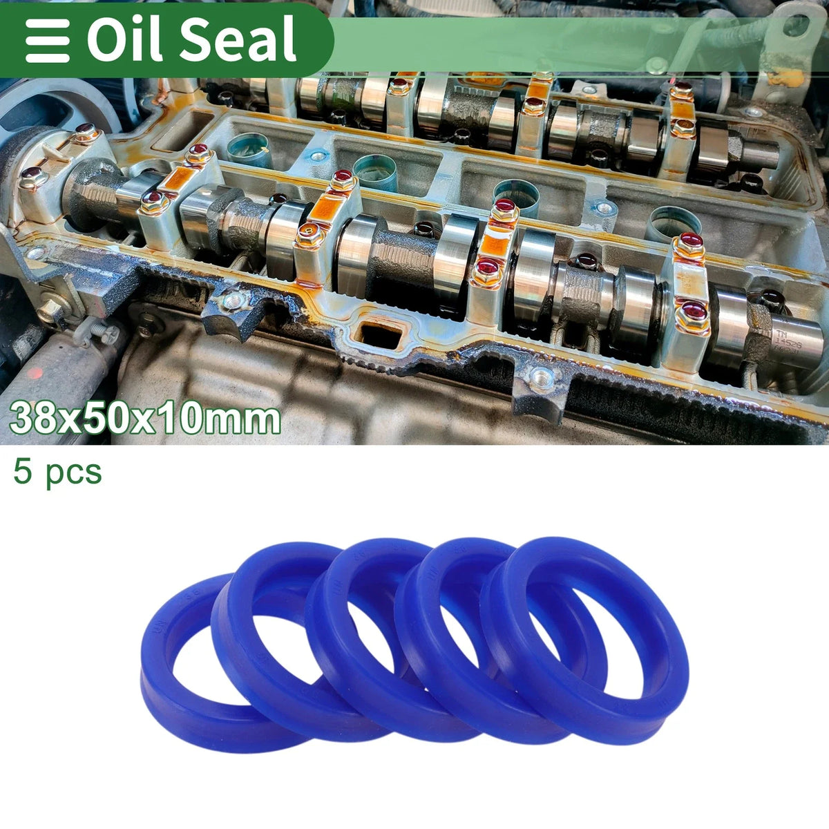 Set of 5 Oil Seal Rotary Shaft Seal 38x50x10mm High Pressure TPU