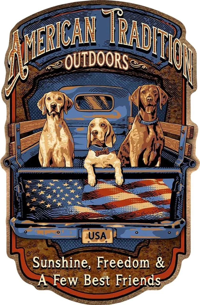 Decorative Embossed Aluminum Sign for American Tradition Outdoors (Made in USA)
