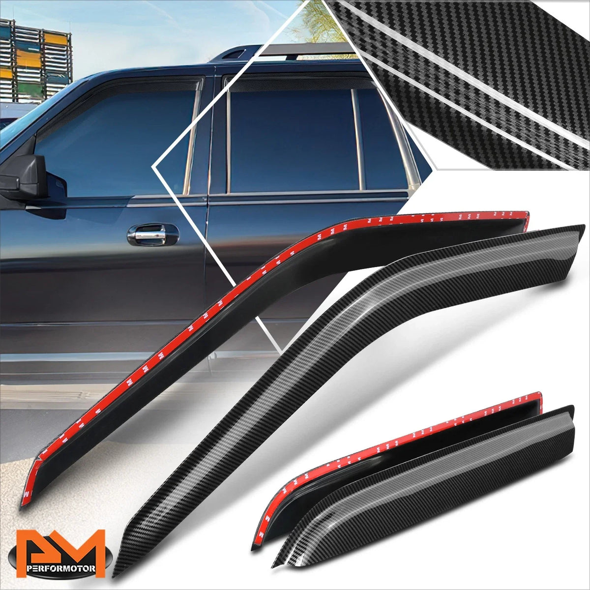 Tape-on Window Deflectors for Ford Expedition Lincoln Navigator 1997-2017