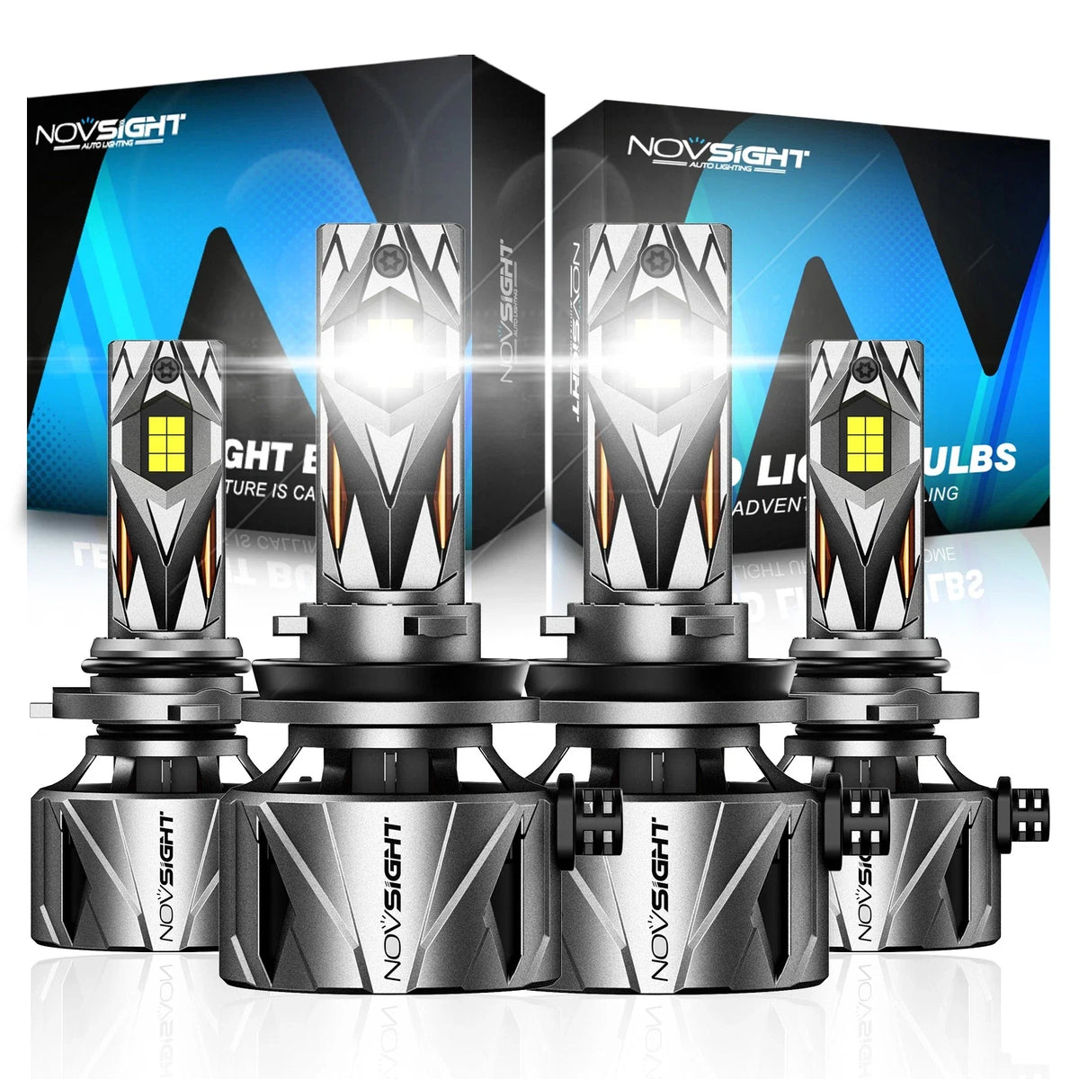 4-Pack NOVSIGHT 9005 and H11 LED Headlight Bulbs
