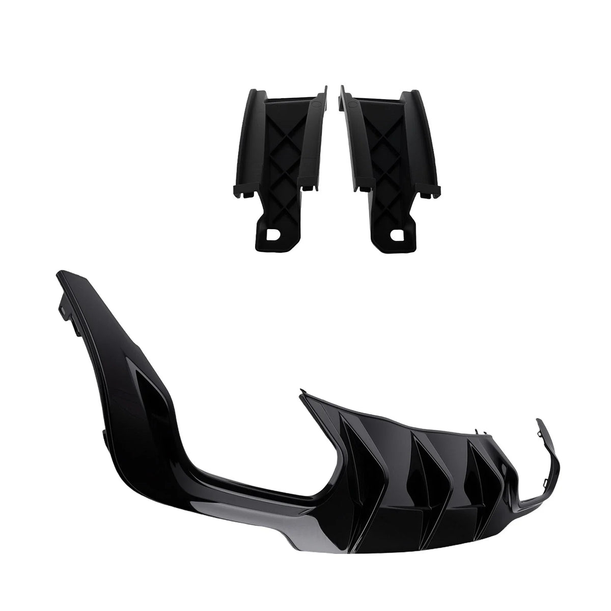 Rear Diffuser Black PP for 2012-2015 C Class W204 Quad Exhaust AMG Line