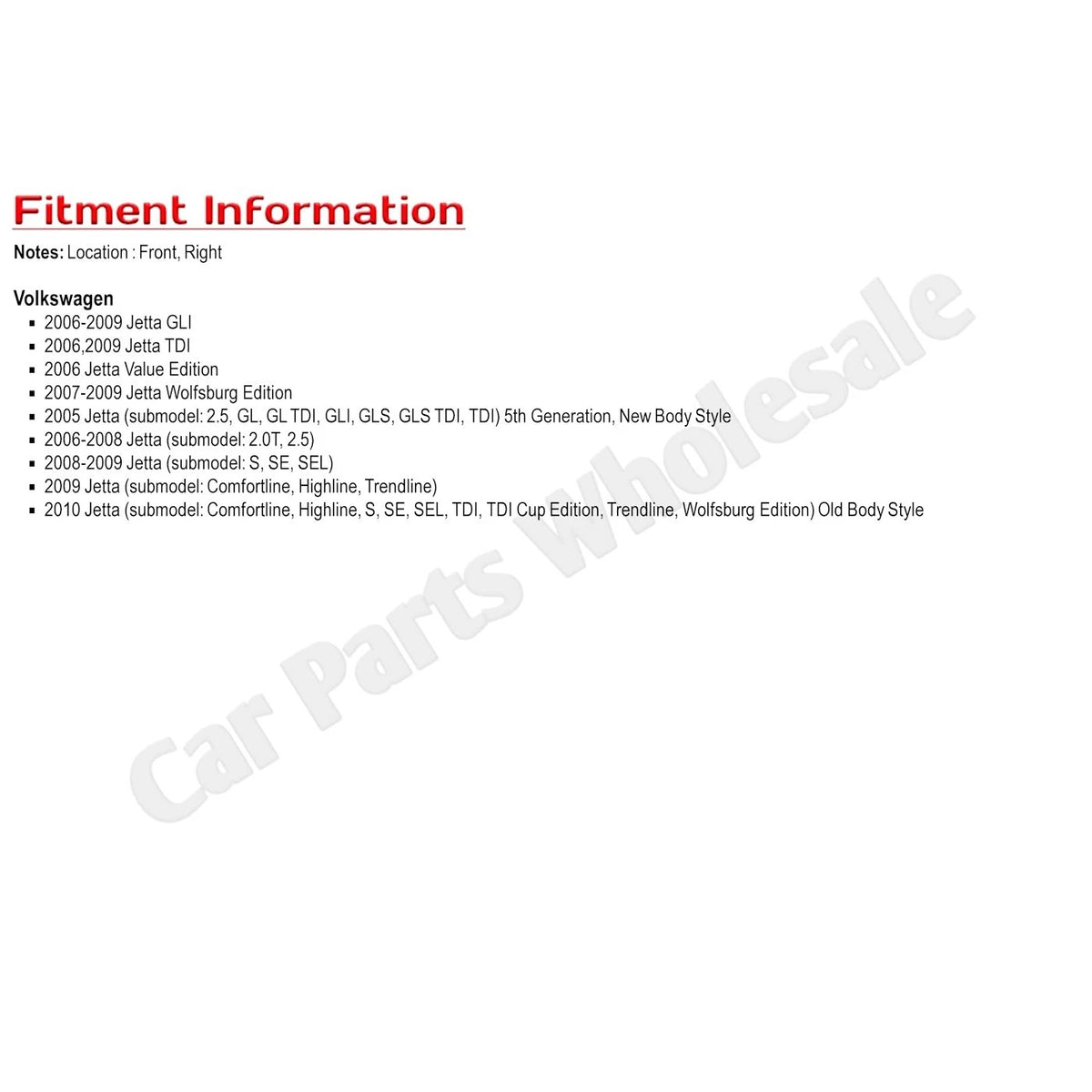 CAPA Fender for Volkswagen Jetta (2005–2010) Front Passenger Side
