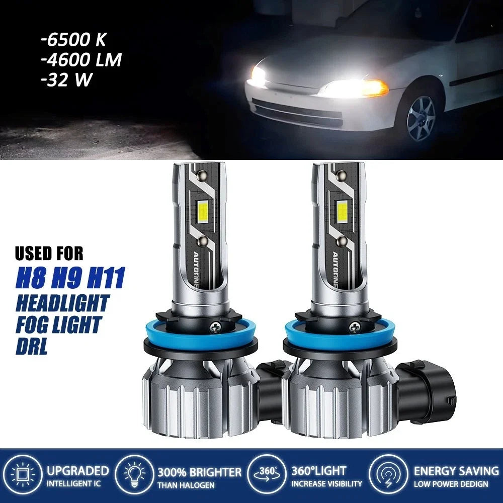 High Low Beam H11 H8 H9 LED Headlight Kit (5000LM, 6500K)
