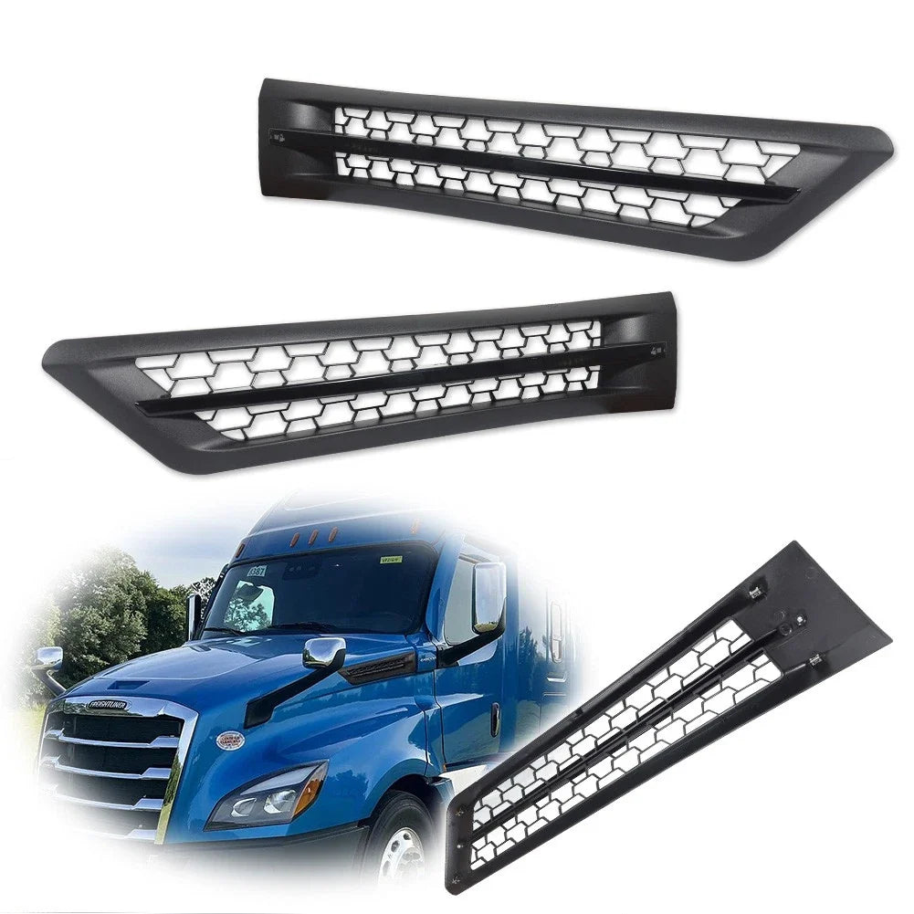 2X Hood Air Intake Vent Grille Black for Freightliner Cascadia