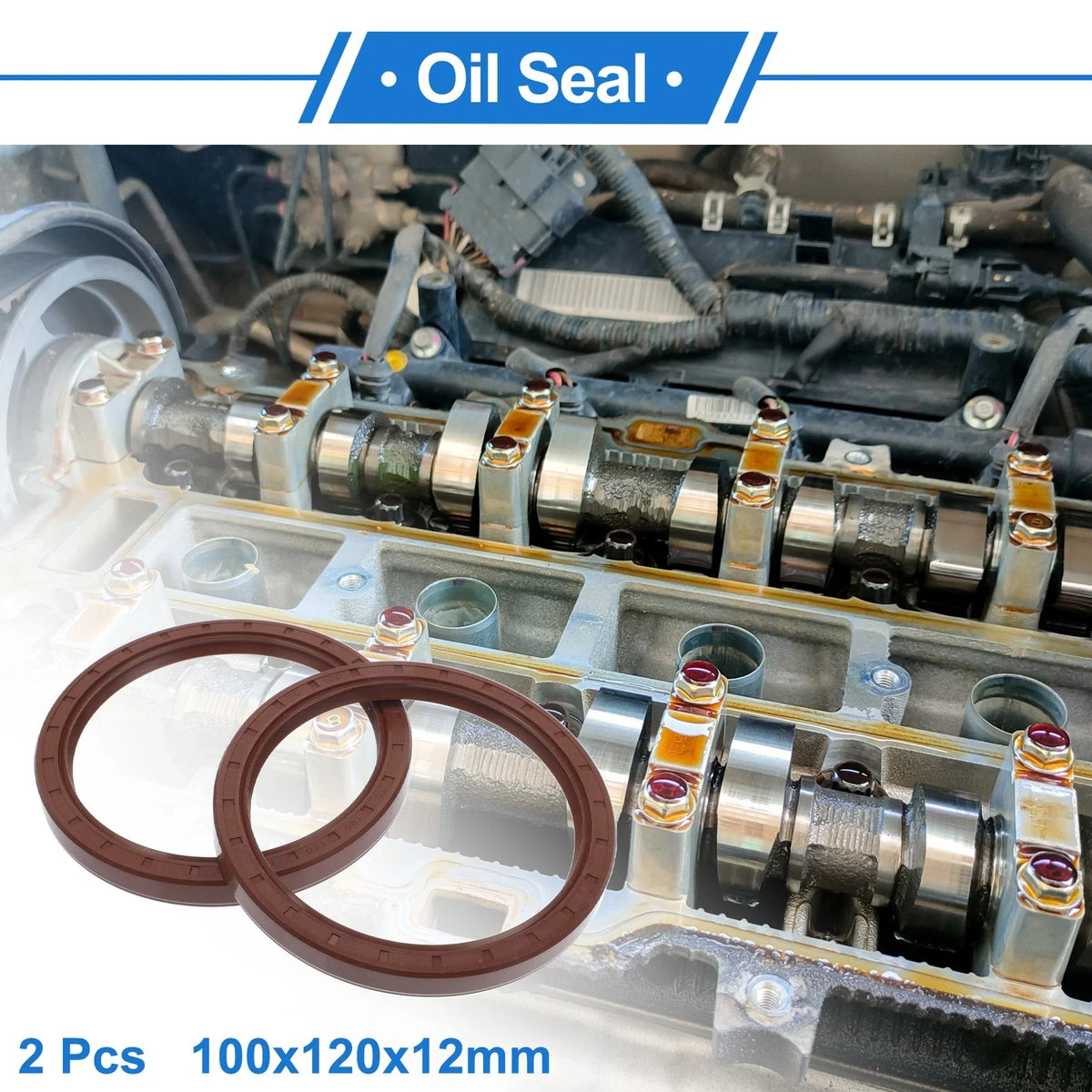 Set of 2 Oil Seal Rotary Shaft Seal FKM Rubber 100x120x12mm