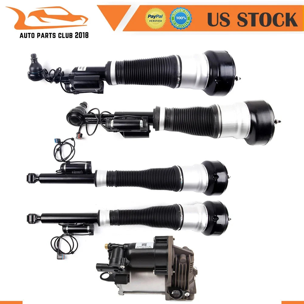 5X Air Shock Strut Assembly & Compressor for Mercedes W221 S350 S450 (2007–2013)