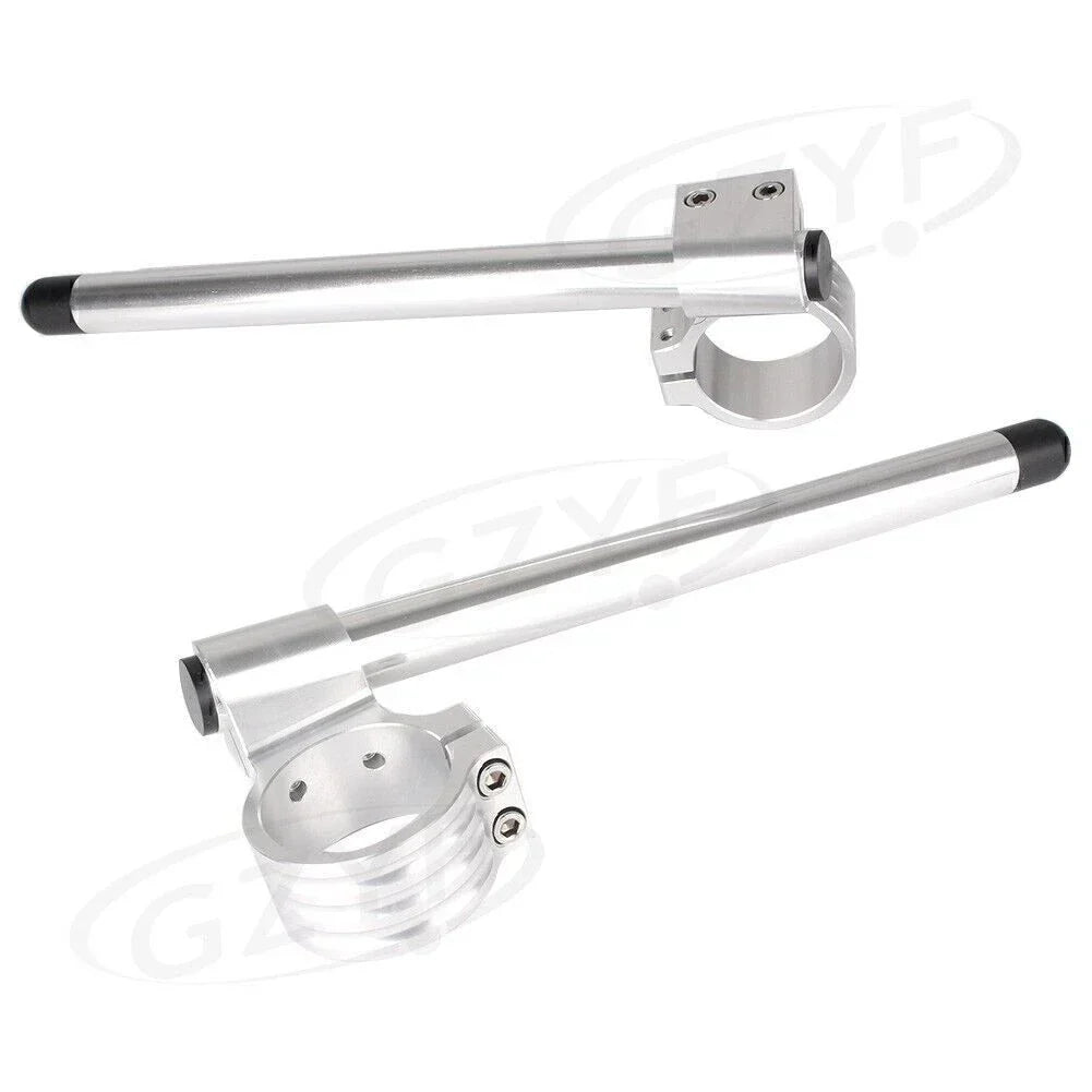 Motorcycle 36mm Clip On Fork Tubes - Universal Silver Finish