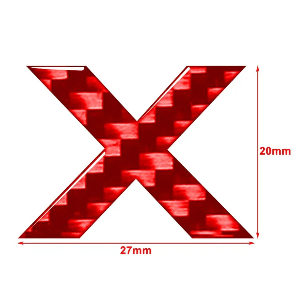 X Letter Decals in Carbon Red for Car Badge Emblem