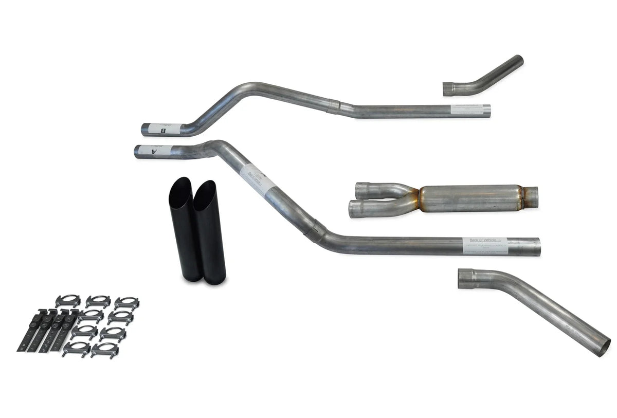 Dual Exhaust Kit for Chevy Blazer (1995–1999) - Glasspack, Corner Exit, Black Tips