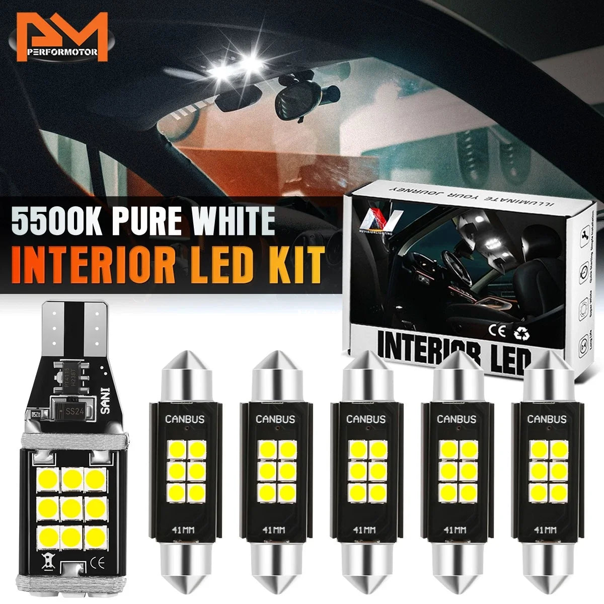 LED Dome License Plate Light Bulb Kit 6 Pcs for Mustang 1994-2004