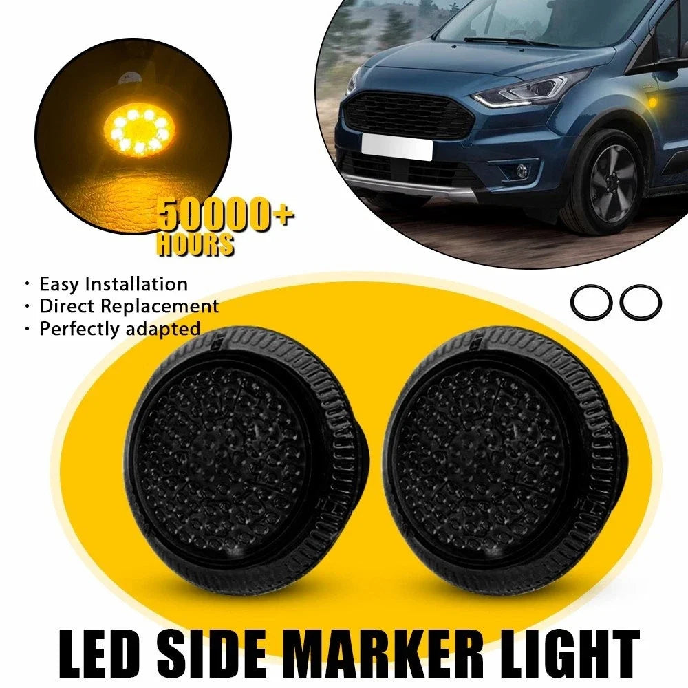 LED Side Marker Lights (2X) in Smoked Amber for Ford Transit Connect 2010-2021