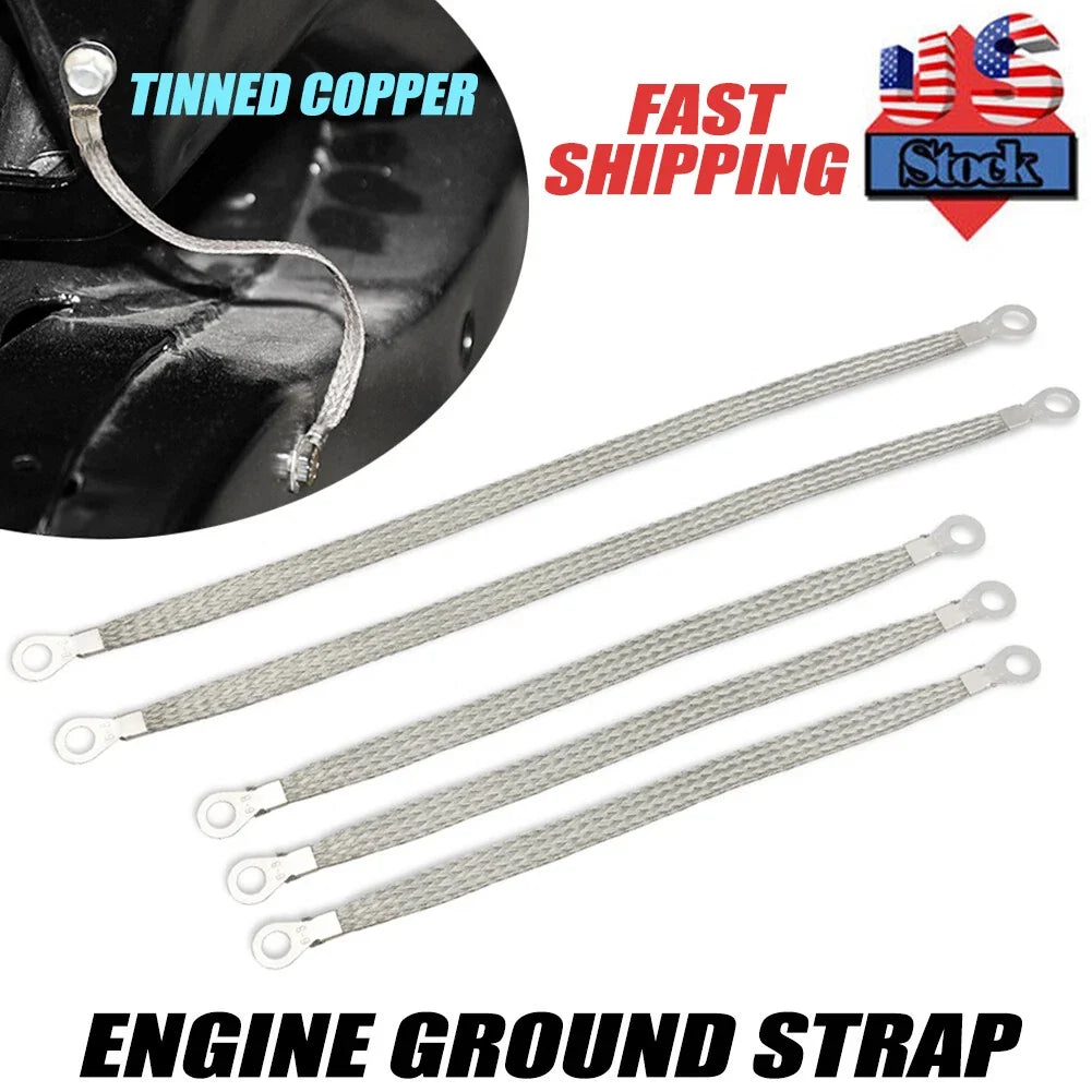 5Pc Tinned Copper Ground Strap Set for Cars/Trucks 3-10" & 2-13