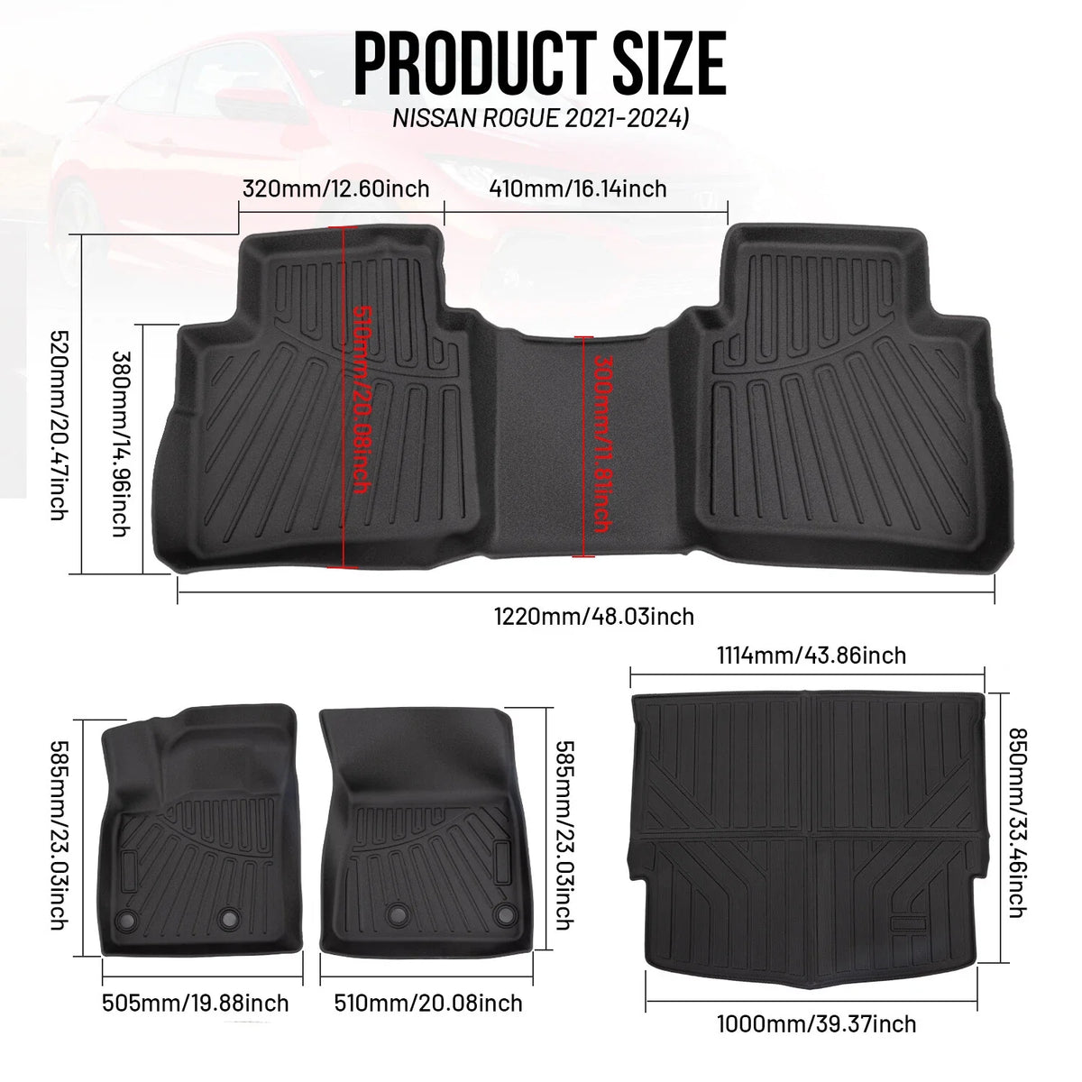 All Weather Floor Mats Set of 2 for 2021-2025 Nissan Rogue
