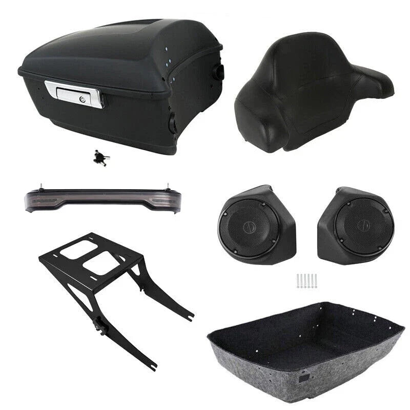 Backrest Speakers and Light Mount Rack for Harley Fatboy 2008-2017