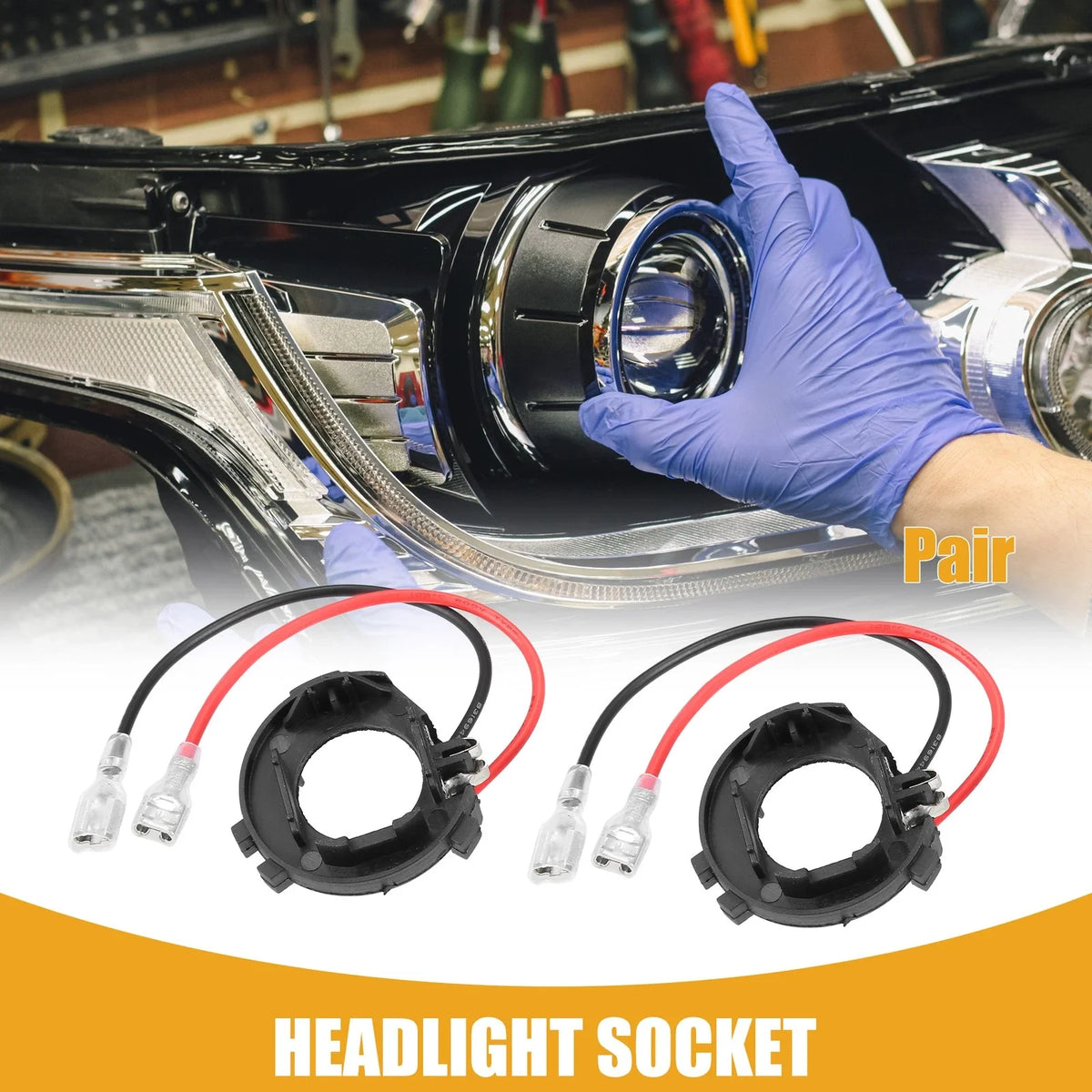 1 Pair LED Headlight Holder Socket for Volkswagen