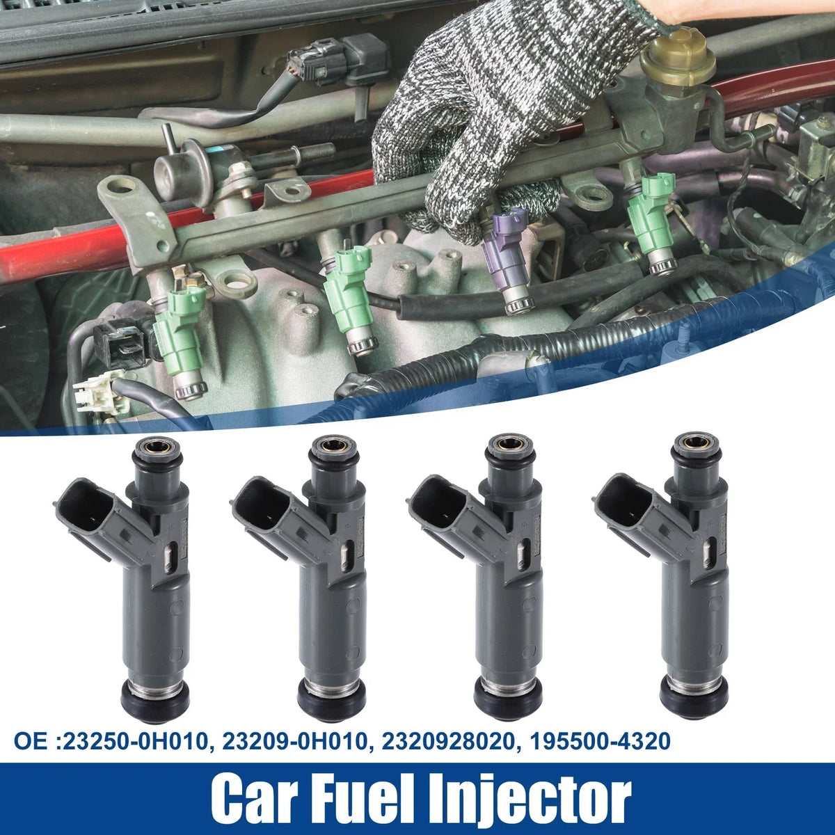 Set of 4 Fuel Injector Nozzles for Toyota Camry 2.4L (2002–2004) 23209-0H010