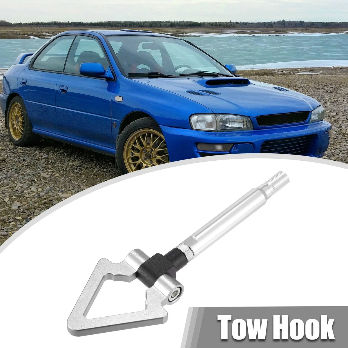 Front Bumper Trailer Ring Towing Hook for Subaru (Silver Tone)