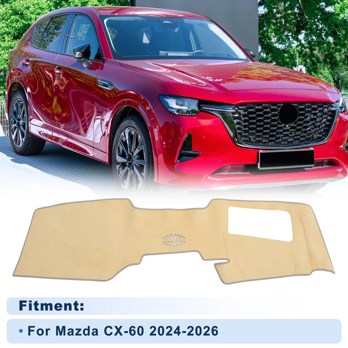 Dash Cover Set for Mazda CX-60 (2024–2026) HUD Flannel Beige