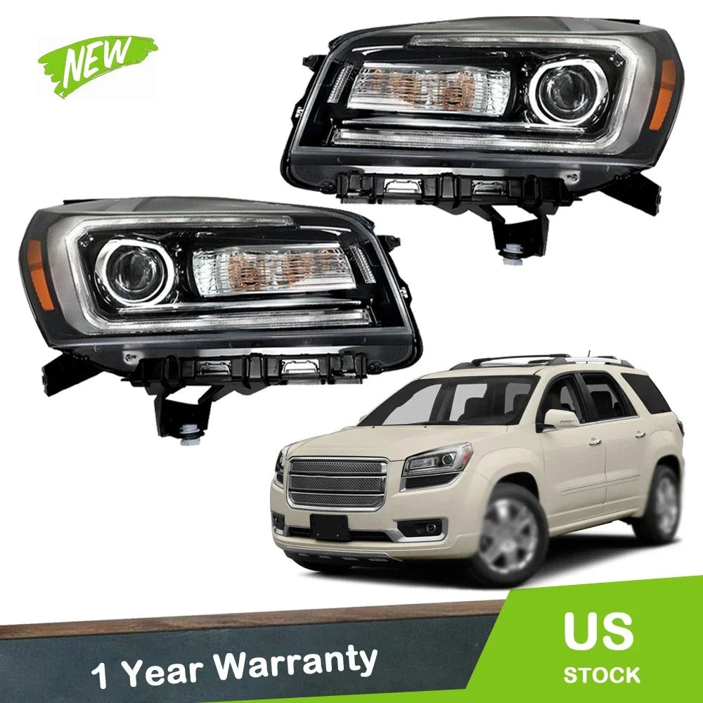 Halogen w/LED Headlight Assembly Set for GMC Acadia (2013–2016) Black