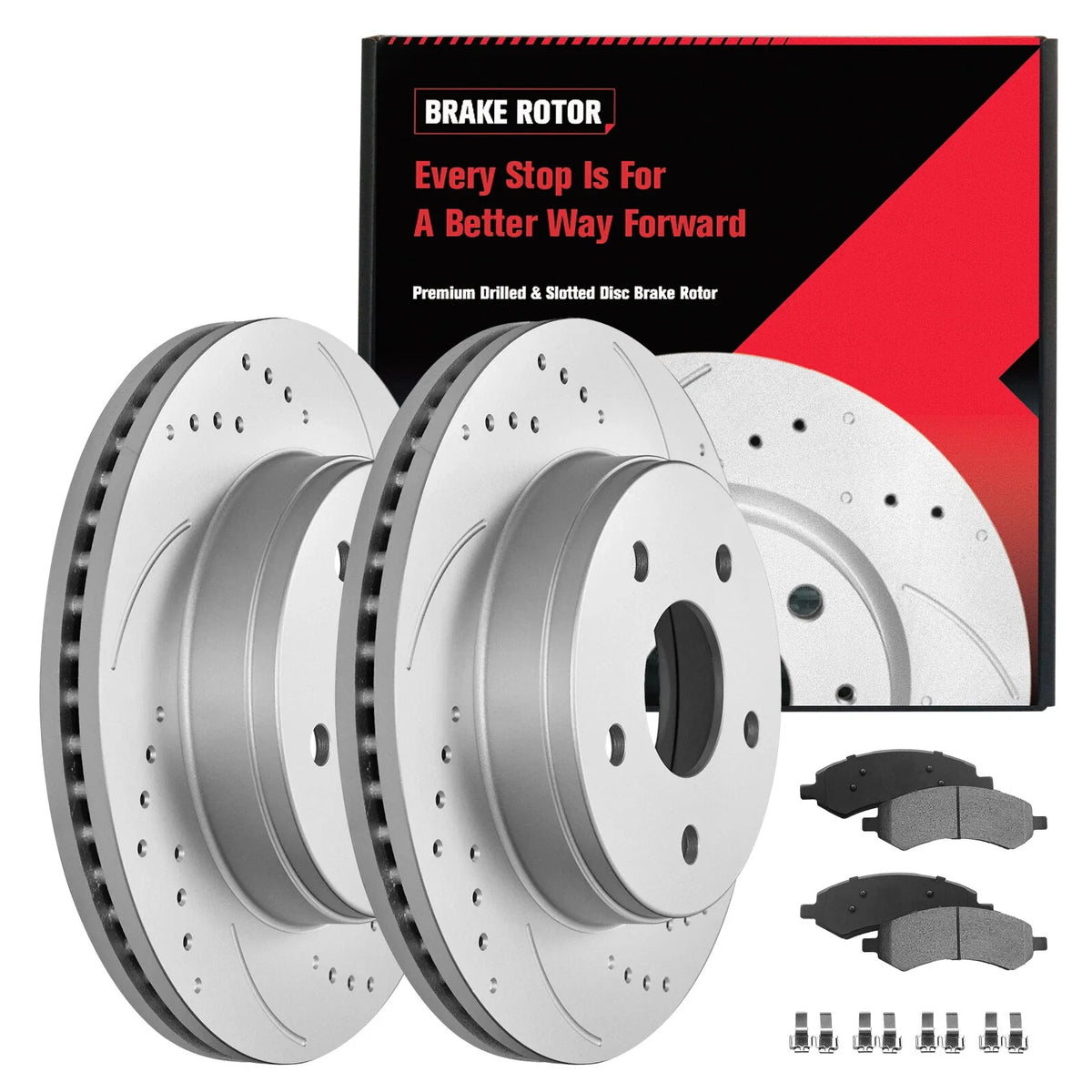 Ceramic Pads & Front Drilled Brake Rotors Kit for Dodge Ram 1500 2002-2018