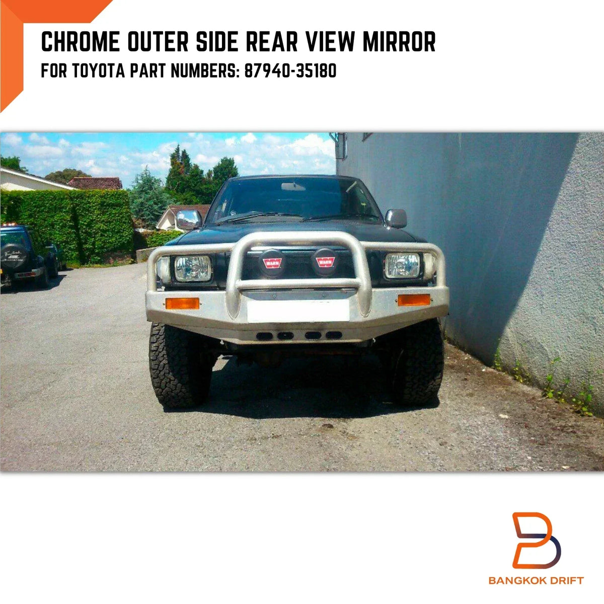 Chrome Wing Side Mirror LH for Toyota Hilux Ute 88-96