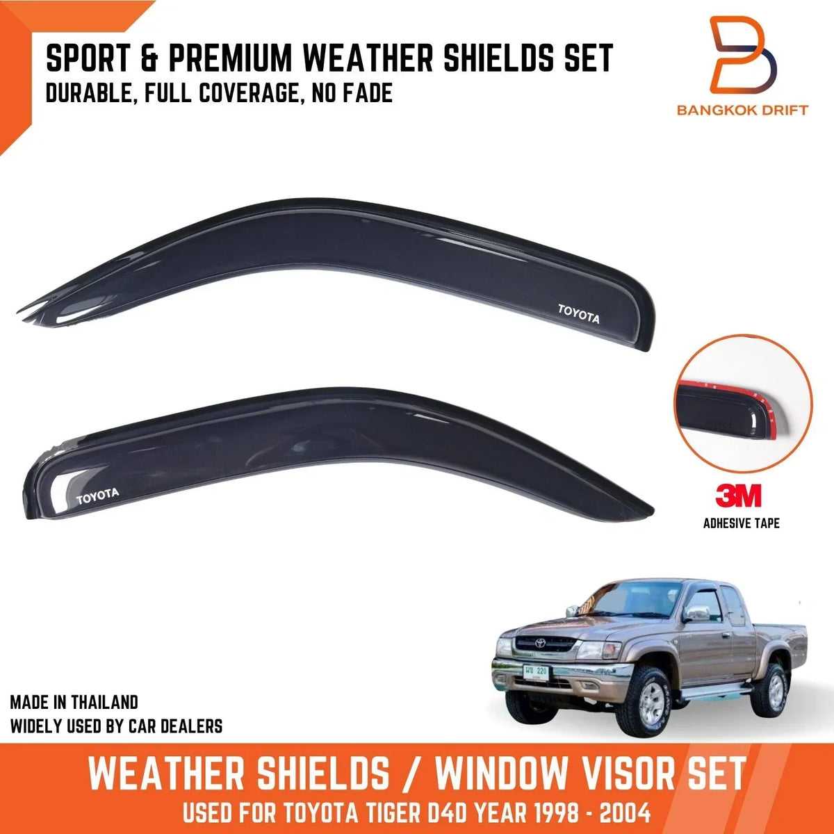 Weathershields Window Visors for Toyota Hilux Single Cab Ute 1997-2005
