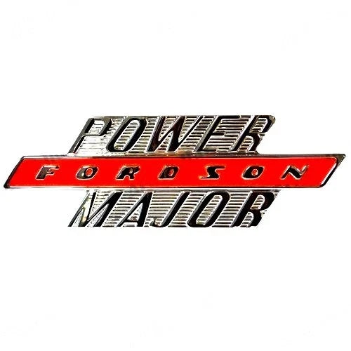 Chrome & Orange Bonnet Badge for Fordson Power Major Tractor