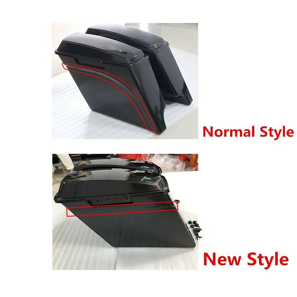 5" Stretched Extended Hard Saddle Bags for Harley Touring