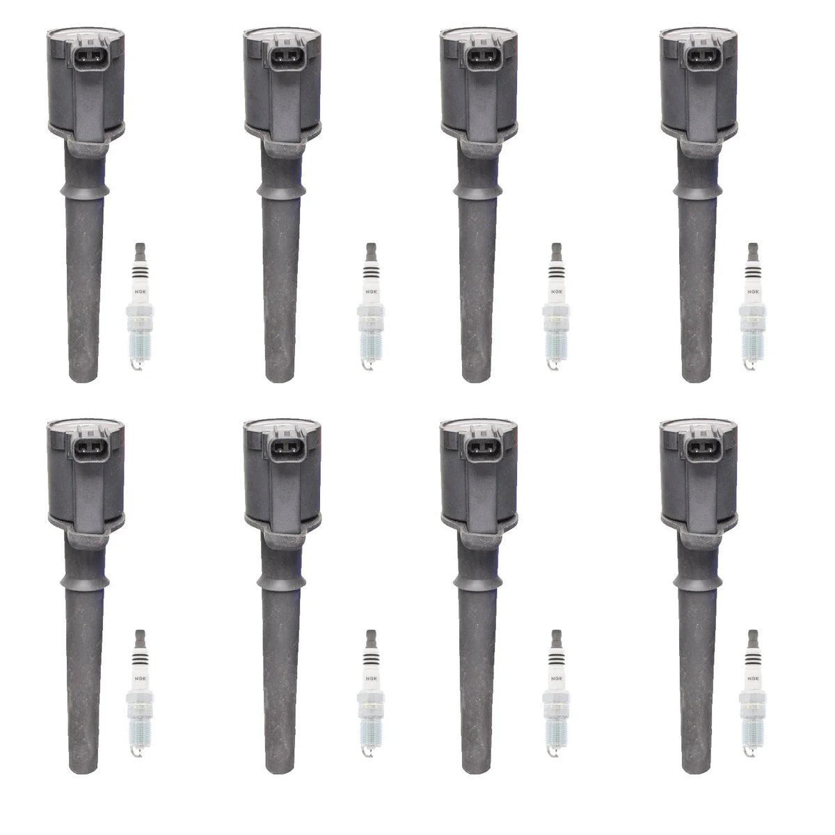 Set of 8 Ignition Coils & NGK Ruthenium Spark Plugs for Aviator Mustang (2003–2005)