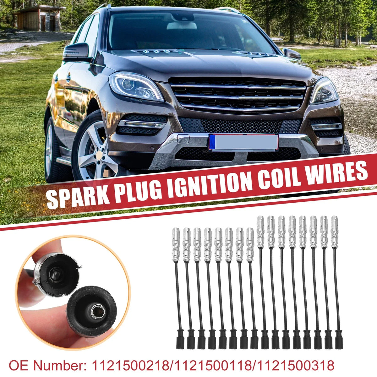 16 Pcs Spark Plug Wire Ignition Coil Cable No.1121500218 for Mercedes-Benz CL500 (2000–2006)